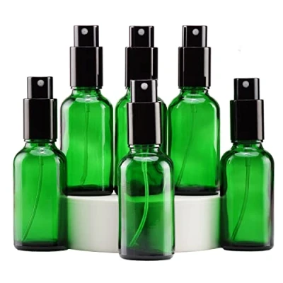 Afbeelding van Yizhao Groen Glass Spray Bottle 30ml, met Kleine Fijne Nevelspray, Metalen Dop, Navulbaar voor Essentiële Olie, Reizen, Schoonmaken, Parfum, Aromatherapie, Make up 6 Stuks