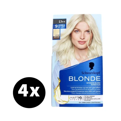Afbeelding van Schwarzkopf Blonde L1++ Int. Super Plus Haarverf 4 stuks Voordeelverpakking