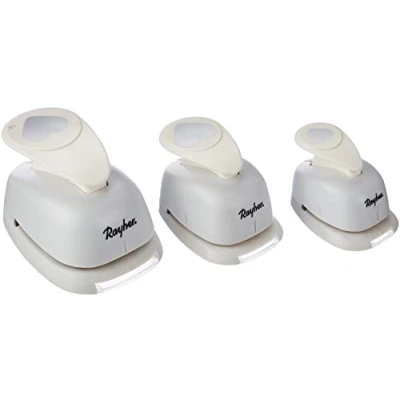 Afbeelding van Rayher Hobby 69102000 Motiefstansset harten, diameter 1,6 cm + 2,54 3,81 cm, geschikt voor papier/karton tot 200 g/m², wit