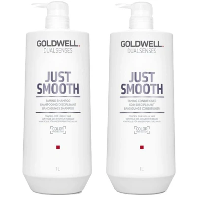 Afbeelding van Goldwell Dualsenses Just Smooth Taming Shampoo 1000ml + Conditioner bundel/set/pakket