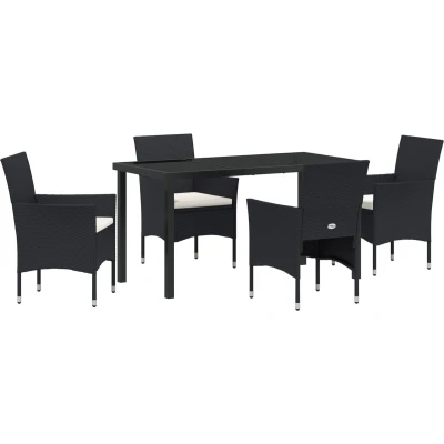 Afbeelding van vidaXL 5 delige tuin eetset zwart poly rattan