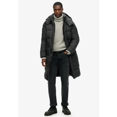 Afbeelding van Superdry Ripstop Longline Puffer Winterjas, Heren, Maat: Medium, Black grid