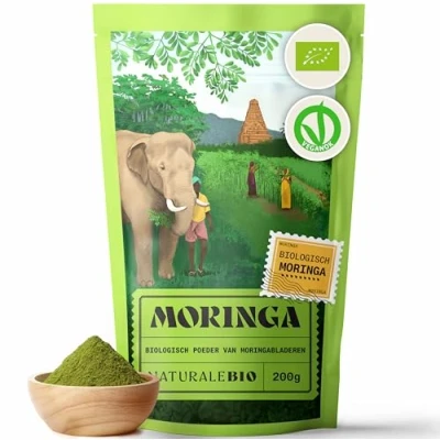 Afbeelding van Biologisch Moringa Oleifera in Poeder Premiumkwaliteit 200g. Bio, Natuurlijk en Zuiver. Geoogst blad van Oleifera. NaturaleBio