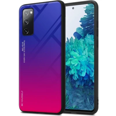 Afbeelding van Cadorabo Hoesje geschikt voor Samsung Galaxy S20 FE in PAARS ROOD Tweekleurige beschermhoes van TPU silicone Case Cover en achterzijde gehard glas