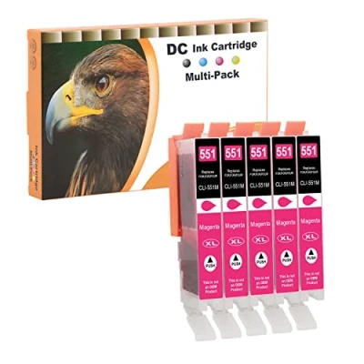 Afbeelding van D&amp;C 5x magenta inktpatronen compatibel voor Canon PGI 550 CLI 551 XL Pixma iP8750 iX6850 MG6350 MG6450 MG6650 MG7100 MG7150 MG7550 MX925 iP720 iP7250 400 Series MG5450 MG5550 MG5650