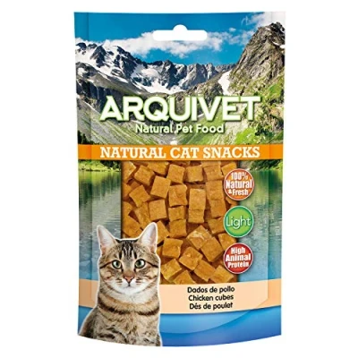 Afbeelding van ARQUIVET Kippenblokjes 50 g voor katten 100% natuurlijke snacks lekkernijen, beloningen, lekkernijen product licht kattenvoer
