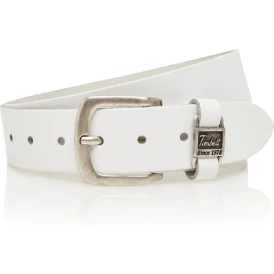 Afbeelding van Timbelt 4 cm witte jeansriem 100% leder wit Maat 85 Totale lengte riem 100