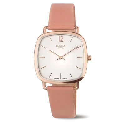 Afbeelding van Boccia 3334 04 Horloge titanium appelleder rosekleurig roze wit 33 mm