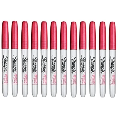 Afbeelding van Sharpie Fine Point Metallic Permanent Marker Robijn Rood 12 Pack