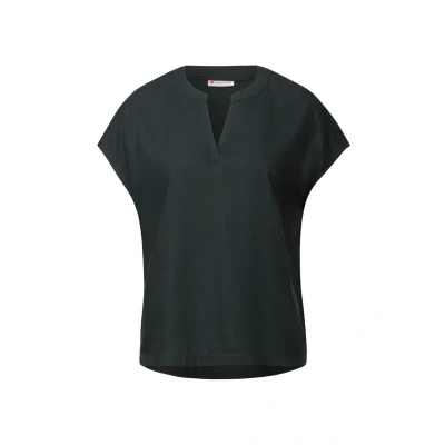 Afbeelding van Street One Split NECK IN Unifarbe Blouse, Dames, Maat: 34, Grün