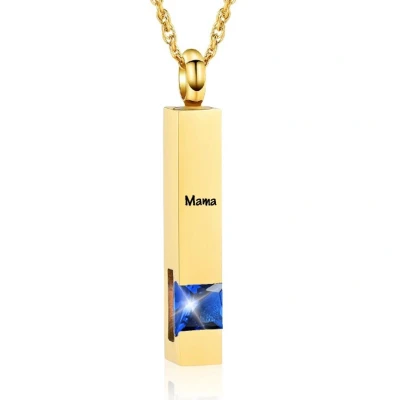 Afbeelding van Luxe Ashanger Met Ketting En Gravering Mama Assieraad Goudkleurig Blauwe Steen As Gedenksieraad Urn Incl. vuller