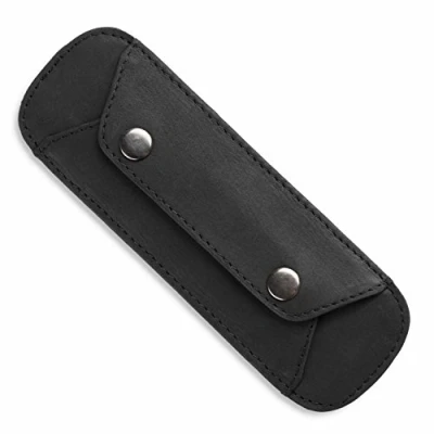Afbeelding van LEABAGS Premium schouderkussen, schoudervulling van echt buffelleer, vintage look, schouderriem voor tassen, leren met anti slip pad, 18 x 6 cm, zwart