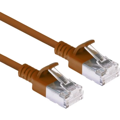 Afbeelding van ACT DC7202 LSZH U/FTP CAT6A Datacenter Slimline Patchkabel Snagless RJ45 Connectoren Bruin 2 meter