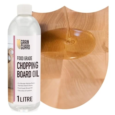Afbeelding van GRAIN GUARD Snijplankolie, 1 liter, minerale olie van levensmiddelenkwaliteit, ideaal voor houten snijplanken en werkoppervlakken, roestvrij staal stenen oppervlakken, geurloos smaakloos