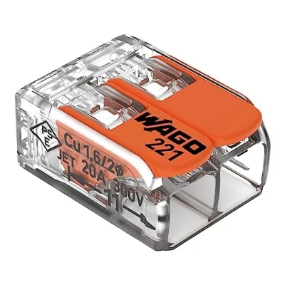 Afbeelding van Wago verbindingsklem max. 4 mm2 met hendel 2 voudig blister 16 stuks