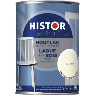 Afbeelding van histor perfect finish houtlak hoogglans ral 9003 1.25 ltr