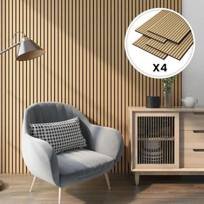 Afbeelding van Akoestisch Wandpaneel Vang set van 4 mdf 2,88 m² eiken donker