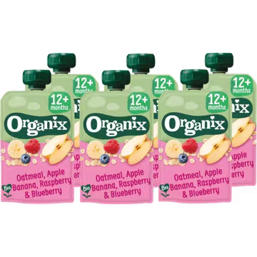 Afbeelding van 6x Organix Knijpfruit 12+m Haver Appel &amp; Banaan 100 gr