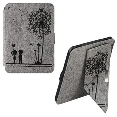 Afbeelding van kwmobile vilten case voor e reader Compatibel met Tolino Vision 1/2 / 3/4 HD Magnetische sluiting Paardenbloemen Liefde
