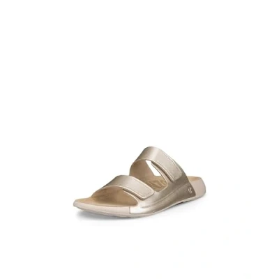 Afbeelding van ECCO Cozmo 2.0 Two Band Slide Sandaal voor dames, Puur Wit Goud Metallic, 6/6.5 UK