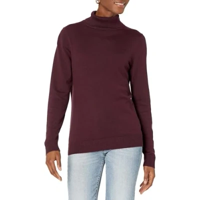 Afbeelding van Amazon Essentials Women&#039;s Lichtgewicht coltrui met lange mouwen en klassieke pasvorm (verkrijgbaar in grote maten), Bordeauxrood, XL
