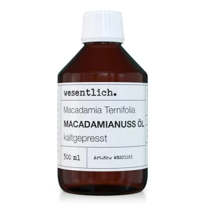 Afbeelding van Macadamia olie, koudgeperst, 500 ml, 100% zuivere olie (Macadamia Integrifolia) van wesentlich.
