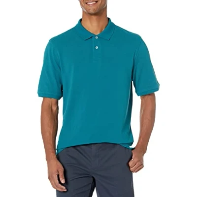 Afbeelding van Amazon Essentials Men&#039;s Poloshirt van piqué katoen met normale pasvorm (verkrijgbaar in grote en lange maten), Blauwgroen, S