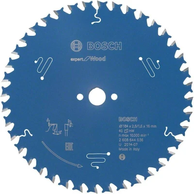 Afbeelding van Bosch Accessoires Cirkelzaagblad expert for Wood 184x16x2.6/1.6x40 T 2608644036
