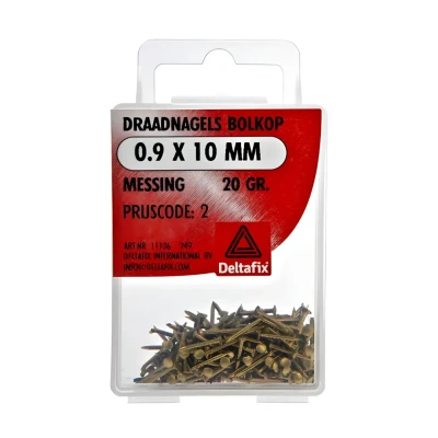 Afbeelding van DRAADNAGELS BOLKOP MESSING 1.2X15 200 GR