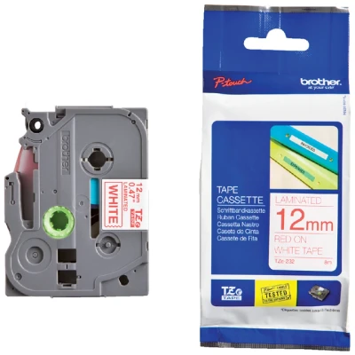 Afbeelding van Brother TZe 232 Tape Rood op wit (12 mm)