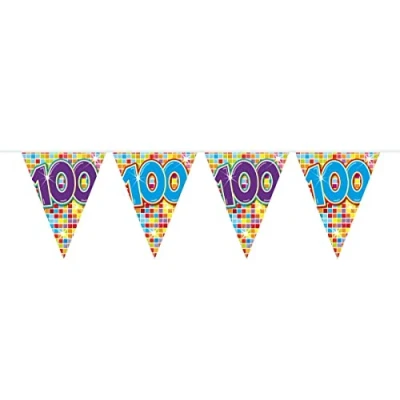 Afbeelding van 100 Jaar Mini Vlaggenlijn Birthday Blocks 3 meter