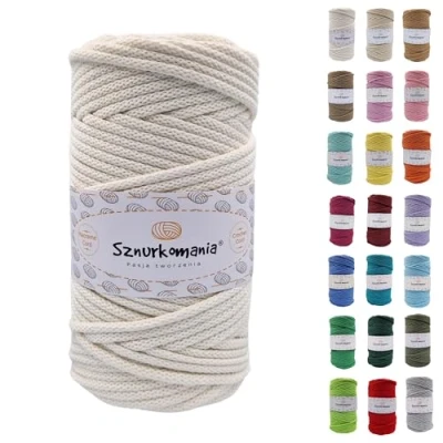 Afbeelding van Netuno katoenen garen, 5 mm, 100 m, 46 kleuren, wit, macramégaren, gevlochten koord, mm met kern, macramé haakkoord,