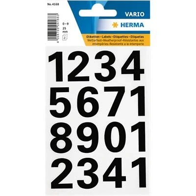 Afbeelding van 10x Herma Getallen 25 mm 0 9 watervast folie zwart 2 vel