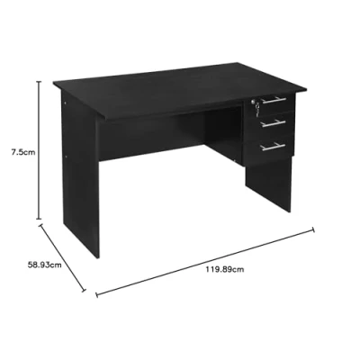 Afbeelding van WOLTU TS59sz Computertafel Bureautafel 120x59x75cm in Spaanplaat,PC werktafel Kantoortafel met 3 lades en 1 slot,Zwart