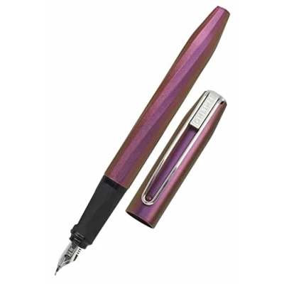 Afbeelding van Online Vulpen Slope Metallic Pink, patroonvulpen met ergonomische handgreep, hoogwaardige iridium penmedium, standaard inktpatronen, incl. combicartridge blauw, voor school en kantoor