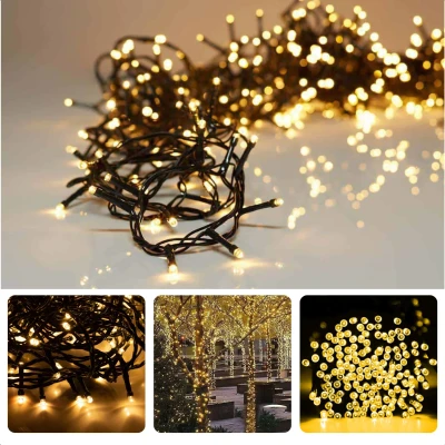 Afbeelding van Cheqo® Kerstverlichting Kerstboomverlichting Kerstlampjes Sfeerverlichting LED Verlichting Voor Binnen en Buiten Tuinverlichting Feestverlichting 240 18M Extra Warm Wit Timer 8 Lichtfuncties Geheugen