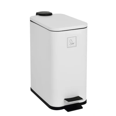 Afbeelding van SVITA ST5 Vuilnisemmer, pedaalemmer, afvalemmer, 5 l, badkamer, keuken, inclusief binnenemmer, pedaalmechanisme, softclose deksel, draaggreep, rechthoekig, wit