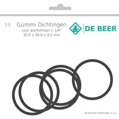Afbeelding van De Beer gummiring 30 x 39 3.0 mm 1.1/4&quot; 5 stuks