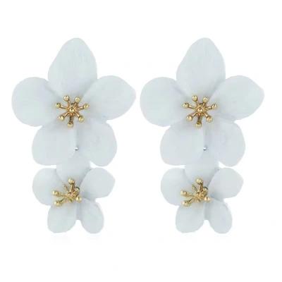 Afbeelding van oorbellen Glee bloem wit goudkleurig Charme Bijoux