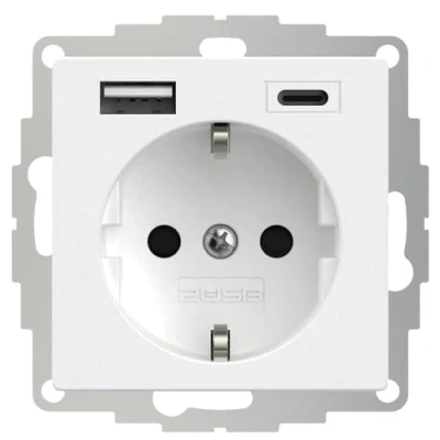 Afbeelding van Met randaarde Wit mat 2USB