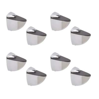 Afbeelding van 8 x plankhouders glazen plankdragers verchroomd stabiele voor glas en houten vloeren verschillende maten (S)