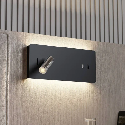 Afbeelding van Lucande LED wandlamp 2lichts IJzer, aluminium H: 14 cm zwart, chroom Inclusief lichtbronnen