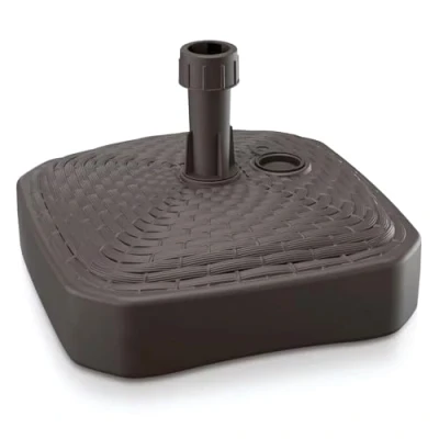 Afbeelding van GARDENIX parasolstandaard, vierkant, bruin, rotanlook, van kunststof, vulbaar met zand, water, grind voor tuin, strand, terras, parasol, parasolhouder, paraplustandaard, standaard