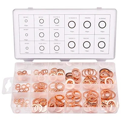 Afbeelding van Toolwiz 150 STKS 15 Maten Koper Metrische Afdichtingsringen Assortiment Set Platte Ring Sump Plug Oliekeerring Pakking Afdichting Fitting Wasmachines
