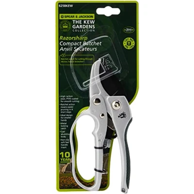 Afbeelding van Spear &amp; Jackson 6258KEW Kew Gardens Compact Ratchet aambeeld snoeischaar Zilver