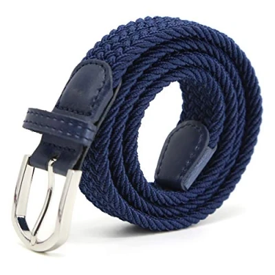 Afbeelding van riem voor jongens Meisjesriemen Multicolor elastiek 2,5 cm breedte 80 Lengte Modieuze en duurzame elastische met nikkelvrije metalen gesp, geschikt kinderen slanke vrouwen, Grijs oranje,