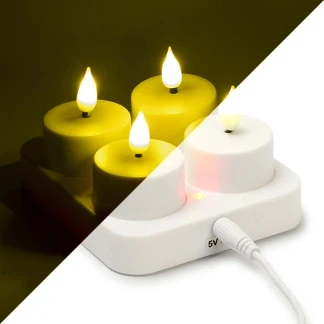 Afbeelding van LED waxinelichtje Lumineo 4 stuks (Bewegende vlam, Oplaadbaar, Wit)