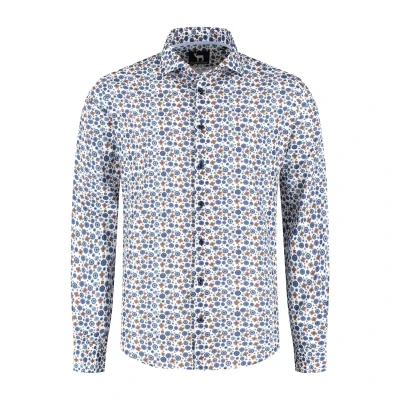 Afbeelding van Gents Blumfontain retrobloem blauw bruin Maat L