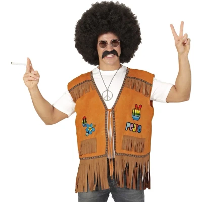 Afbeelding van Widmann Hippie Kostuum Vest Ranchero Man Bruin XL Carnavalskleding Verkleedkleding