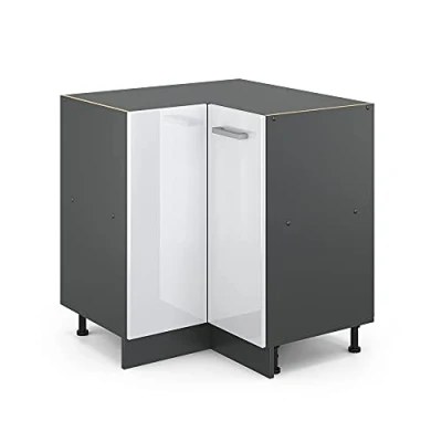 Afbeelding van Vicco Hoekkast R Line, Wit Hoogglans/Antraciet, 75.6 cm zonder werkblad